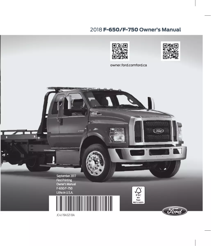 Page 1 of the manual User Manual Ford F-750 (2018)