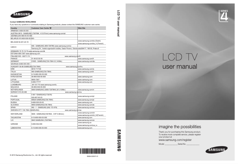First page image of the manual for LE32C450