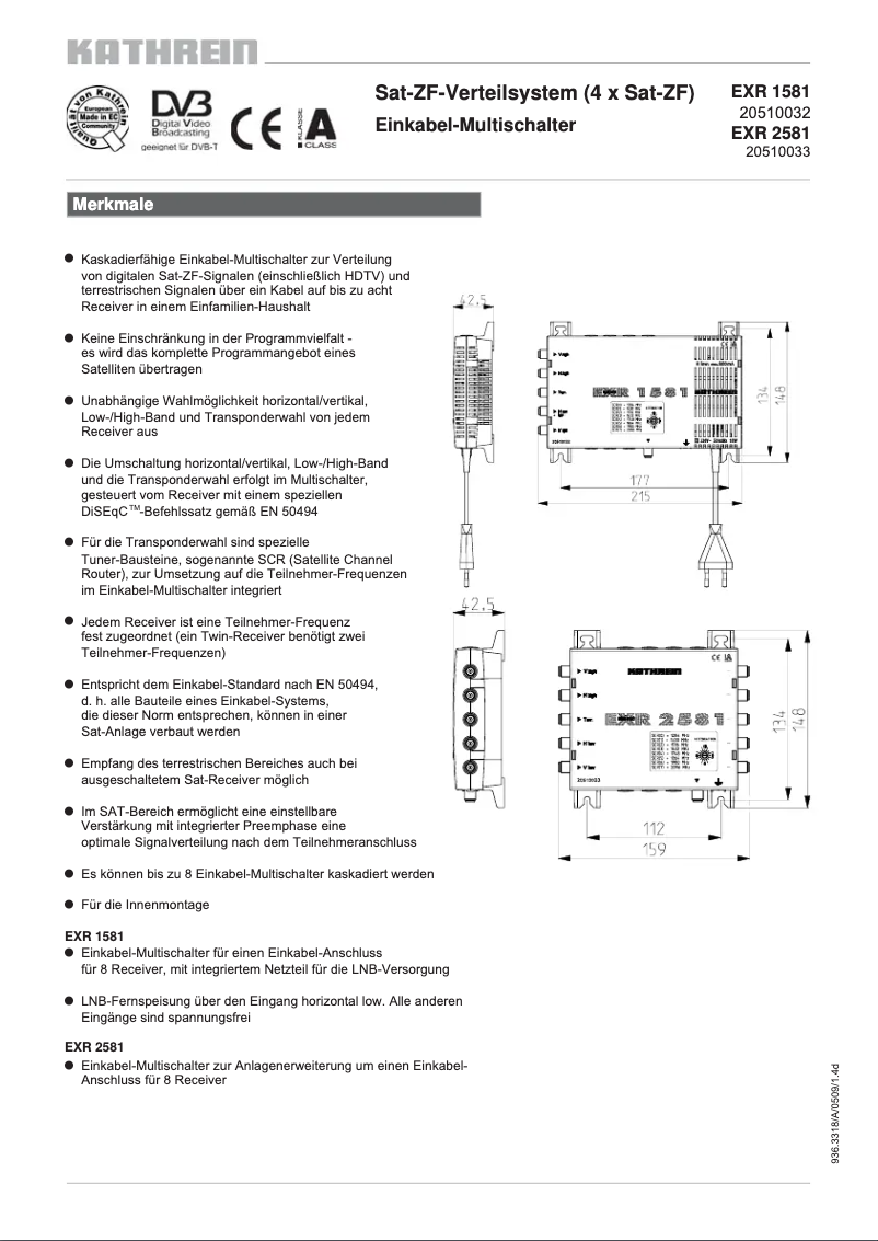 First page image of the manual for EXR 2581