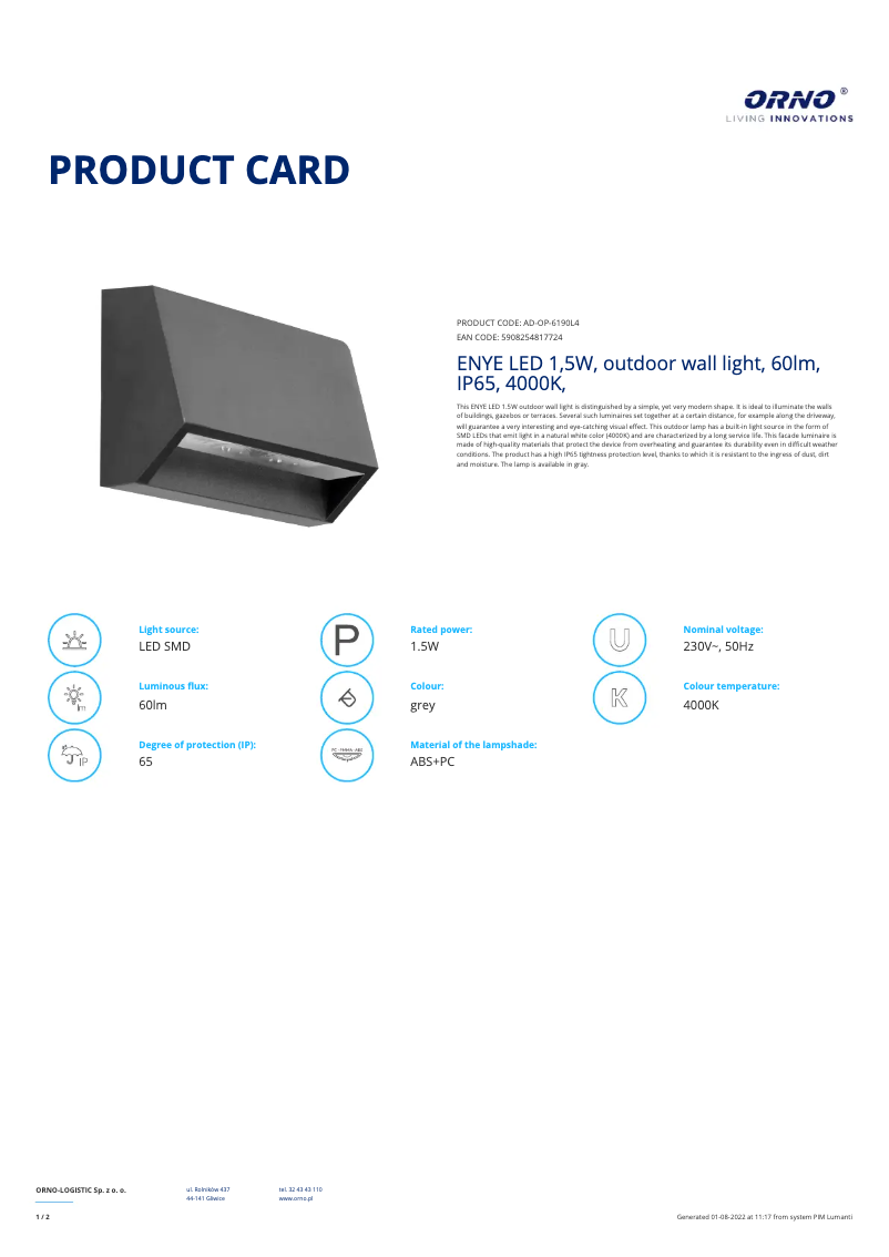 First page image of the manual for AD-OP-6190L4