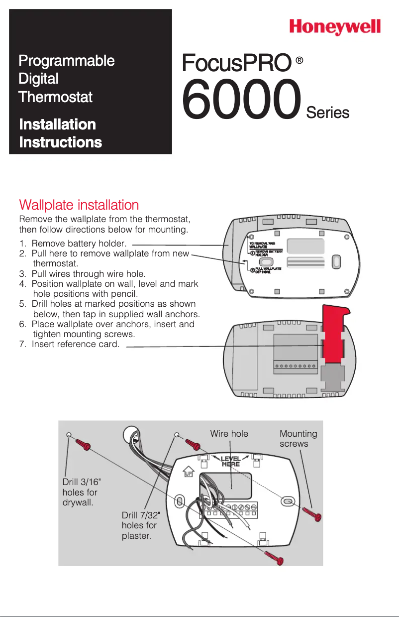 Page 1 of the manual User Manual Honeywell FocusPRO TH6320