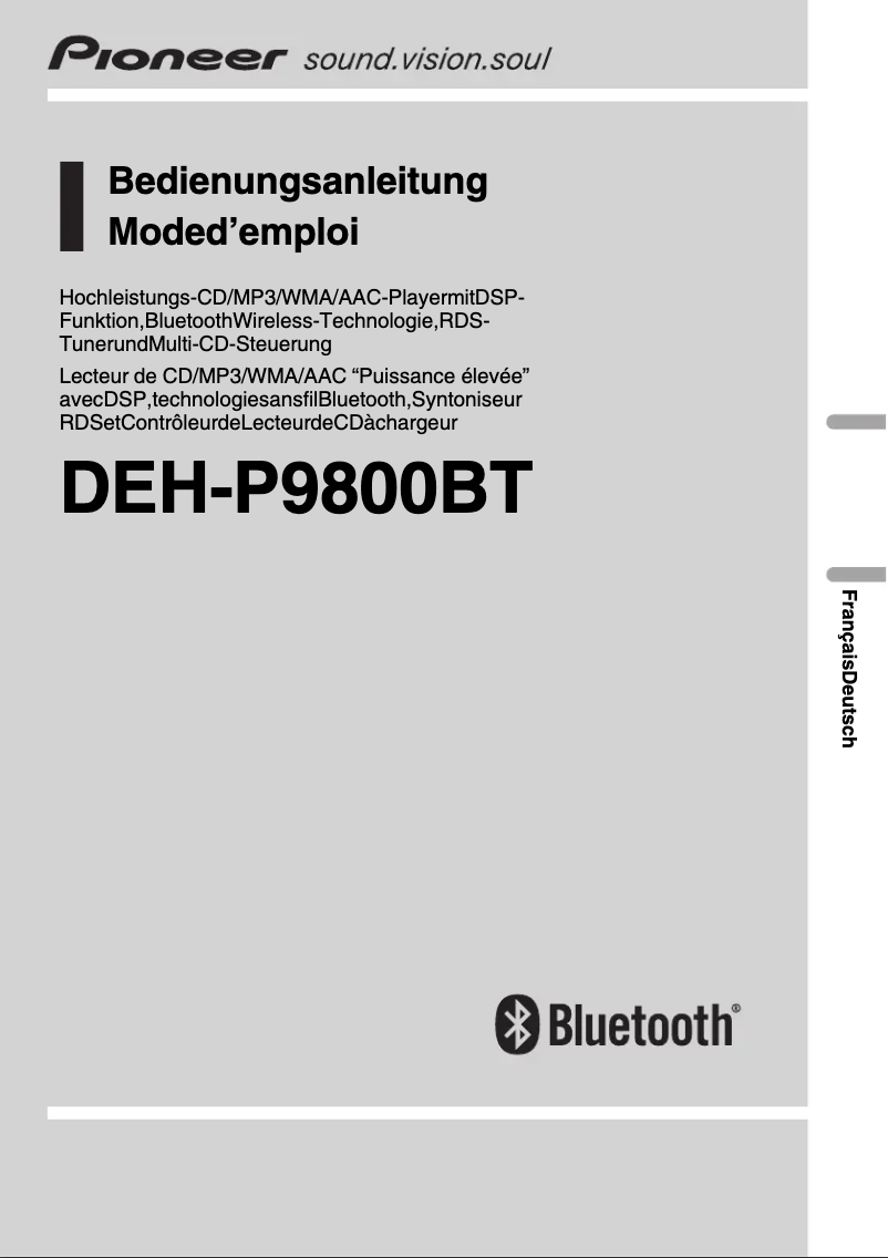 First page image of the manual for DEH-P9800BT