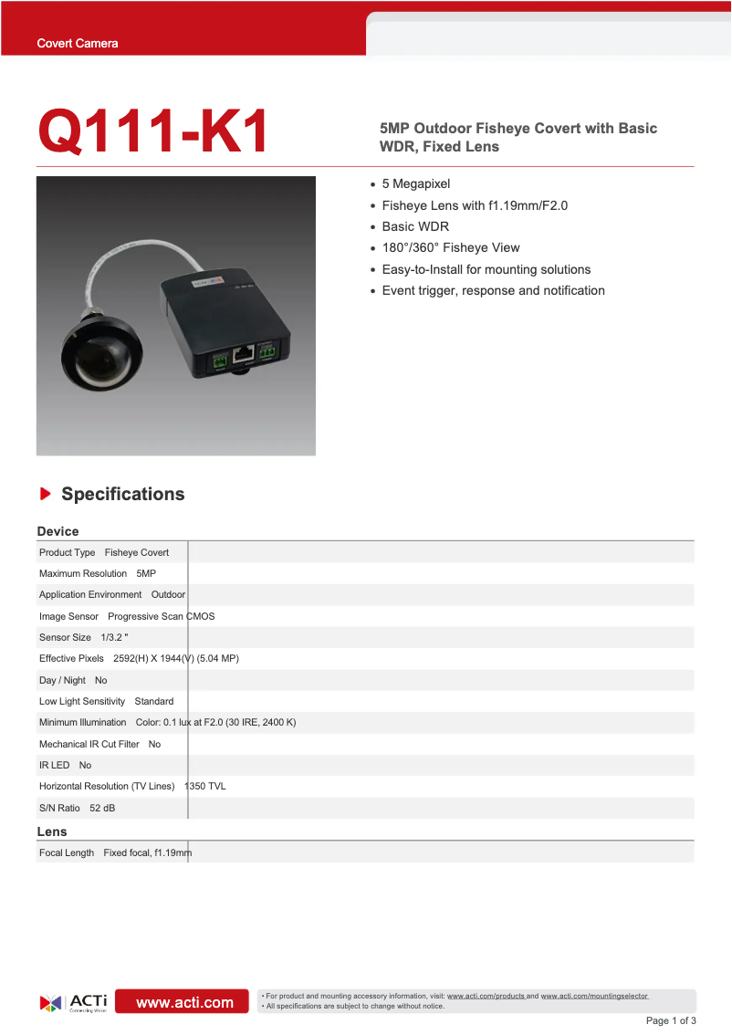 First page image of the manual for Q111-K1
