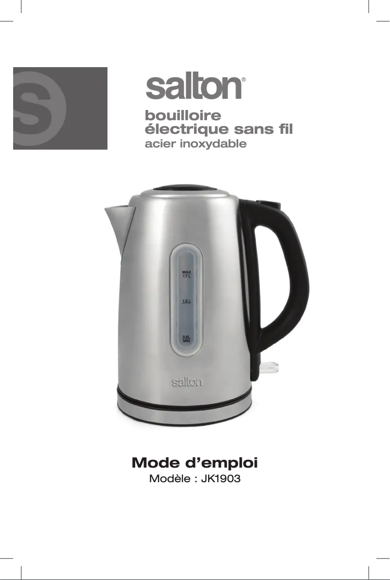 Page 1 of the manual User Manual Salton JK1903