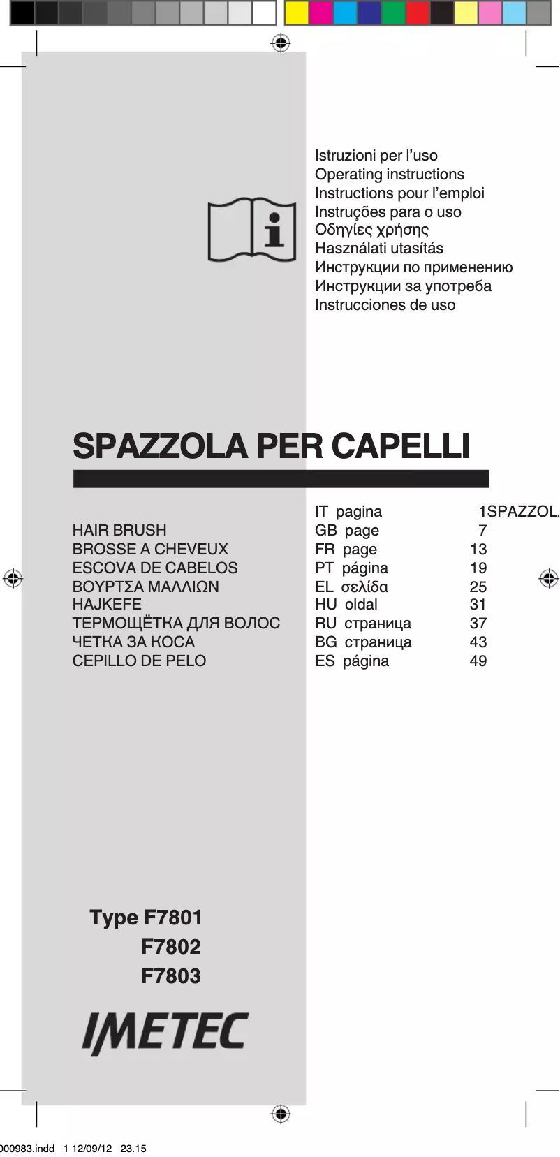 First page image of the manual for Bellissima Magic Style PB3 38