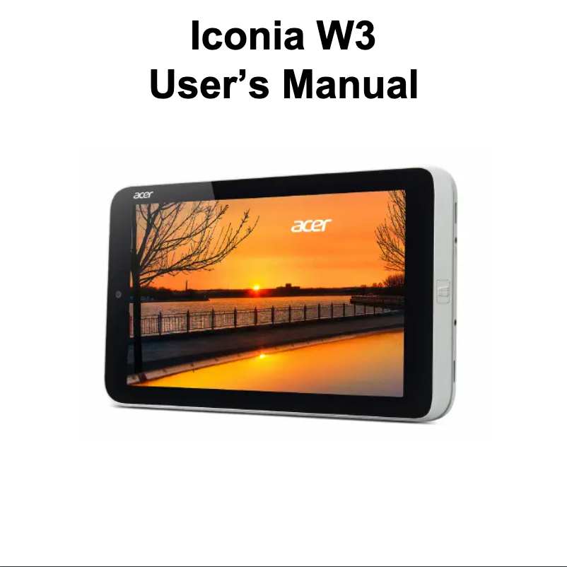 Page 1 of the manual User Manual Acer Iconia W3-810