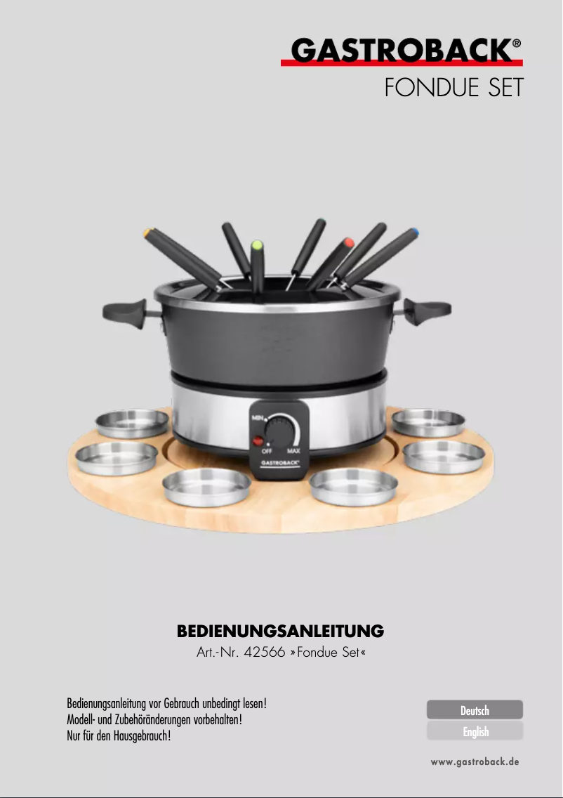 First page image of the manual for Fondue Set 42566