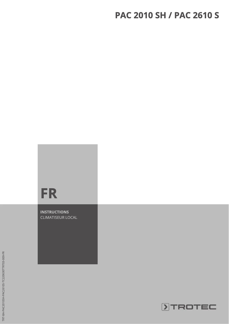 First page image of the manual for PAC 2010 SH