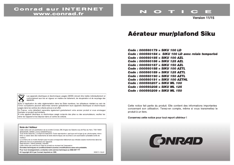 Page 1 of the manual User Manual Siku 100 AZTL