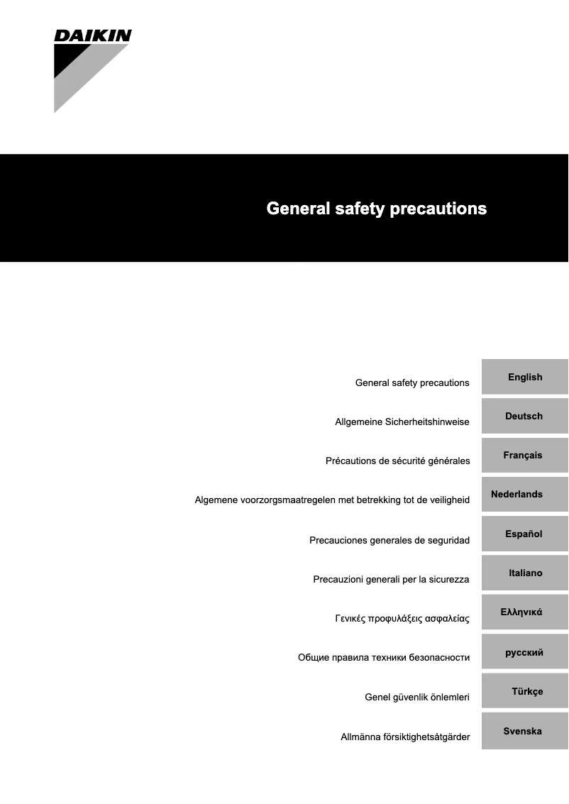 Page 1 of the manual Safety Instructions Daikin LRLEQ4BY1
