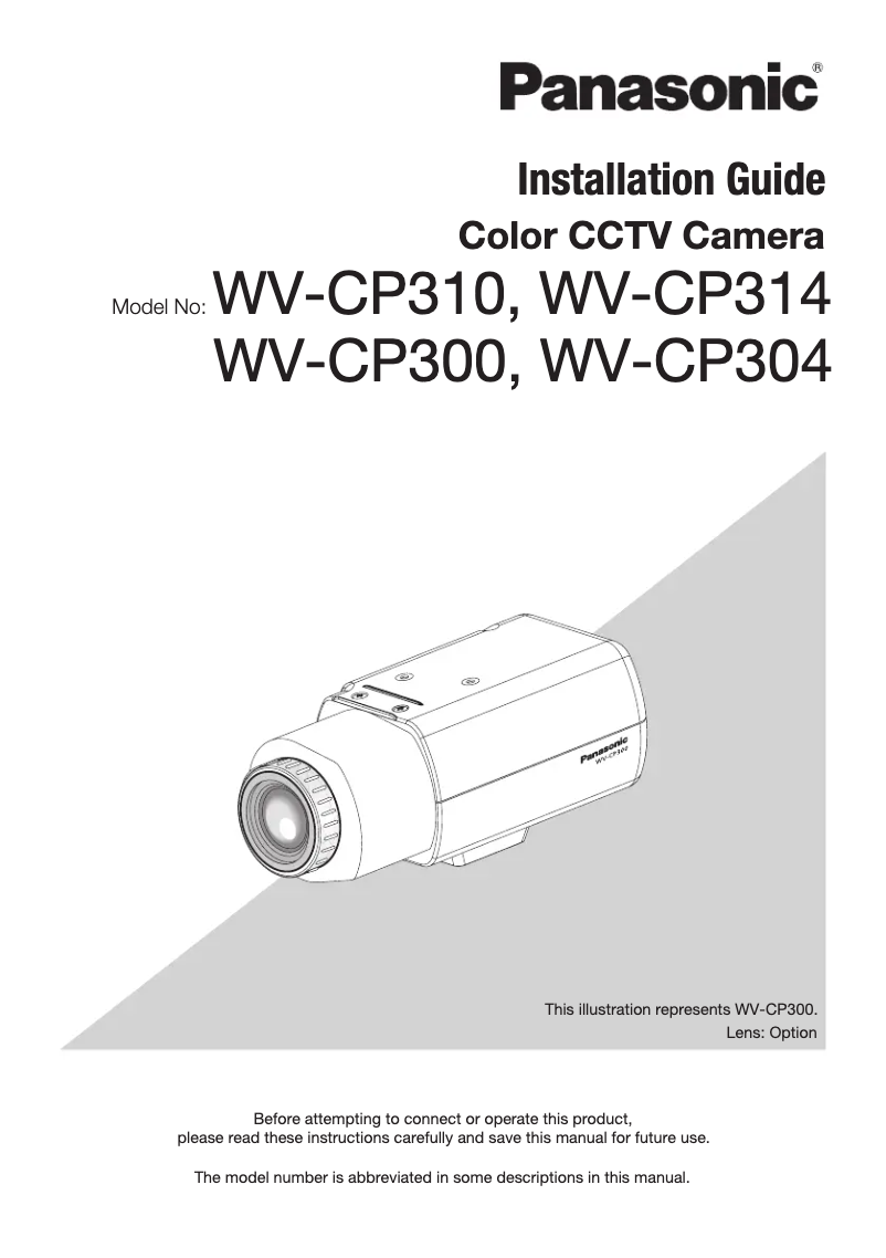 First page image of the manual for WV-CP310
