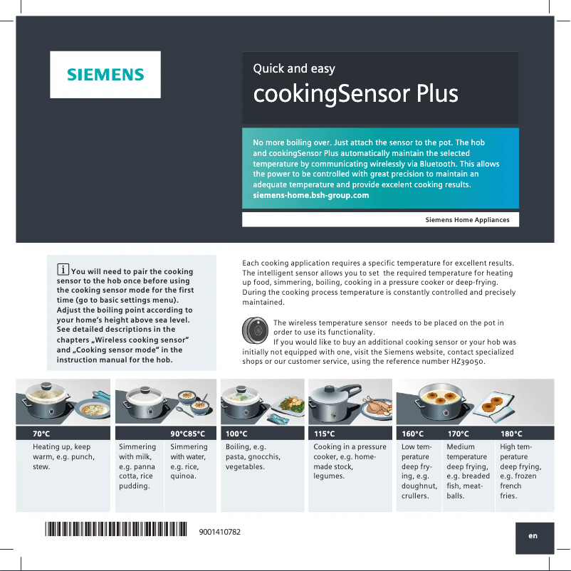 Page 1 of the manual Technical Sheet Siemens iQ700 EZ977KZY1E