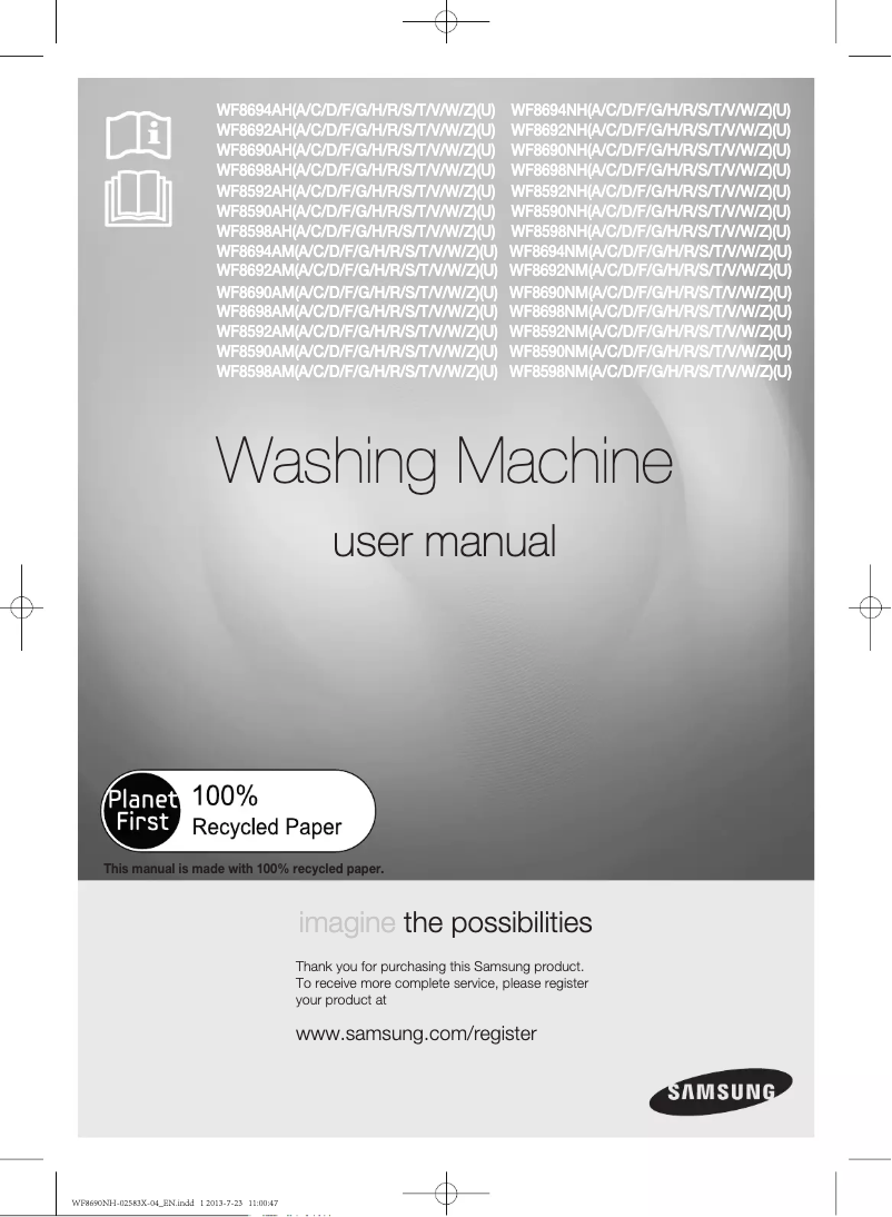 Page 1 of the manual User Manual Samsung WF8690NHW