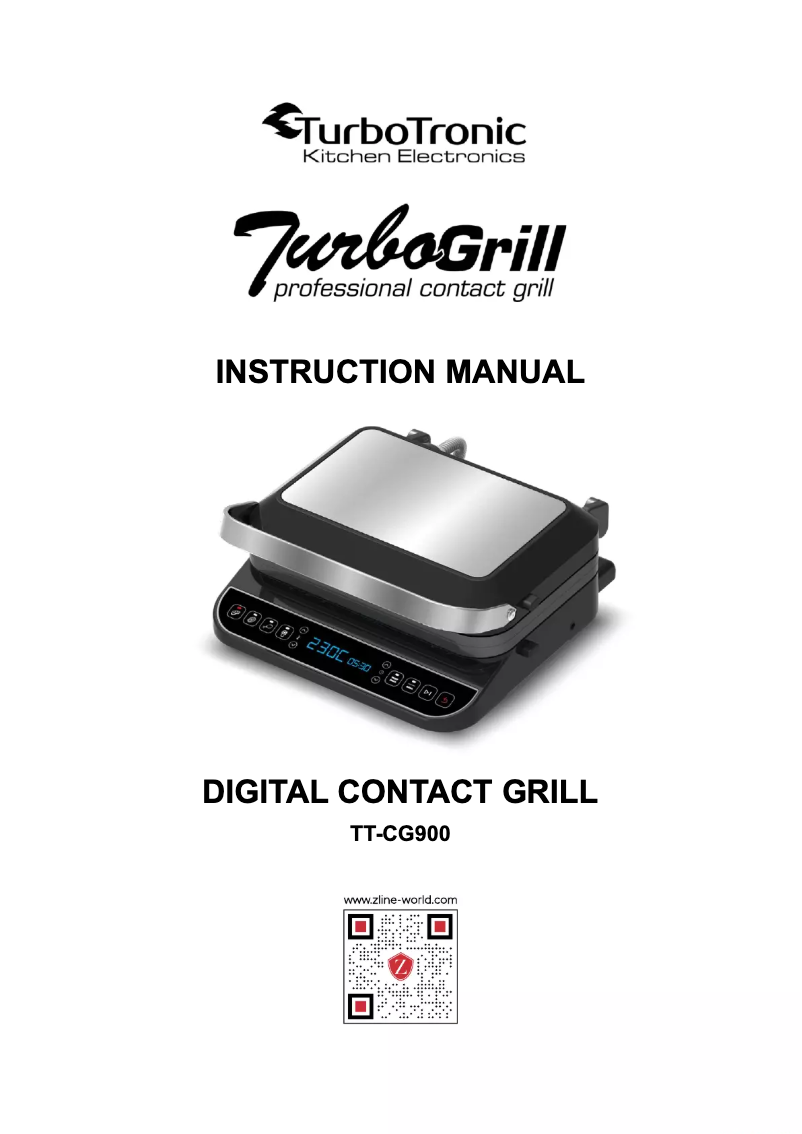 First page image of the manual for TurboGrill TT-CG900