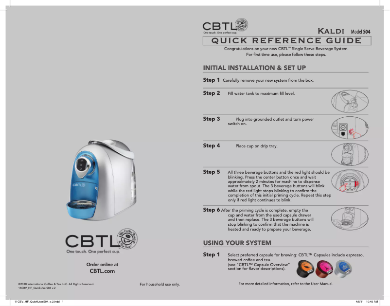 Page 1 of the manual User Manual CBTL Kaldi S04