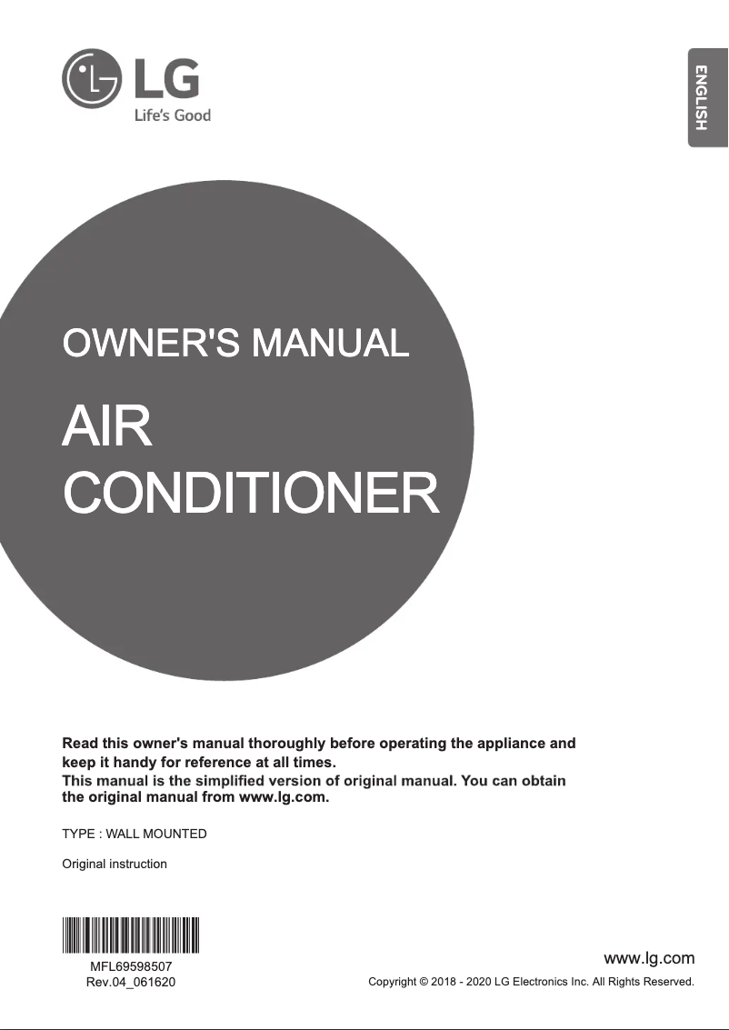 First page image of the manual for AMNC18GDKR0