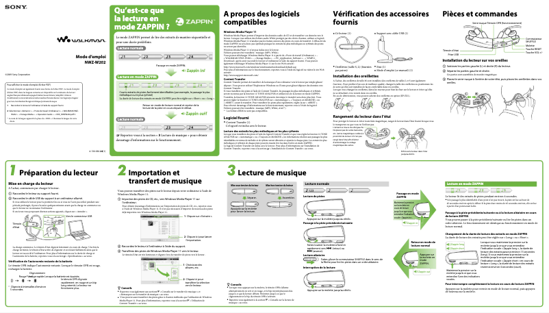 First page image of the manual for Walkman NWZ-W202