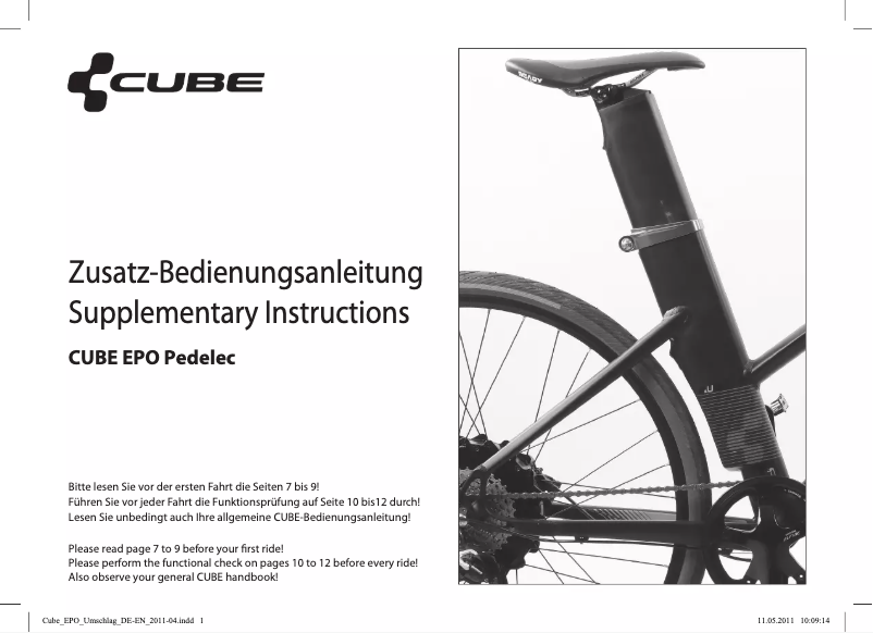 First page image of the manual for EPO Pedelec