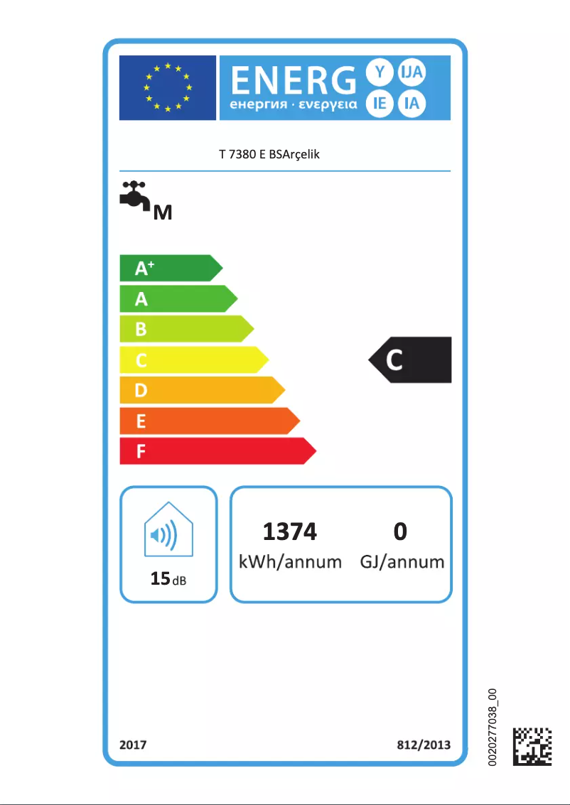 Page 1 of the manual User Manual Arçelik T 7380 E BS