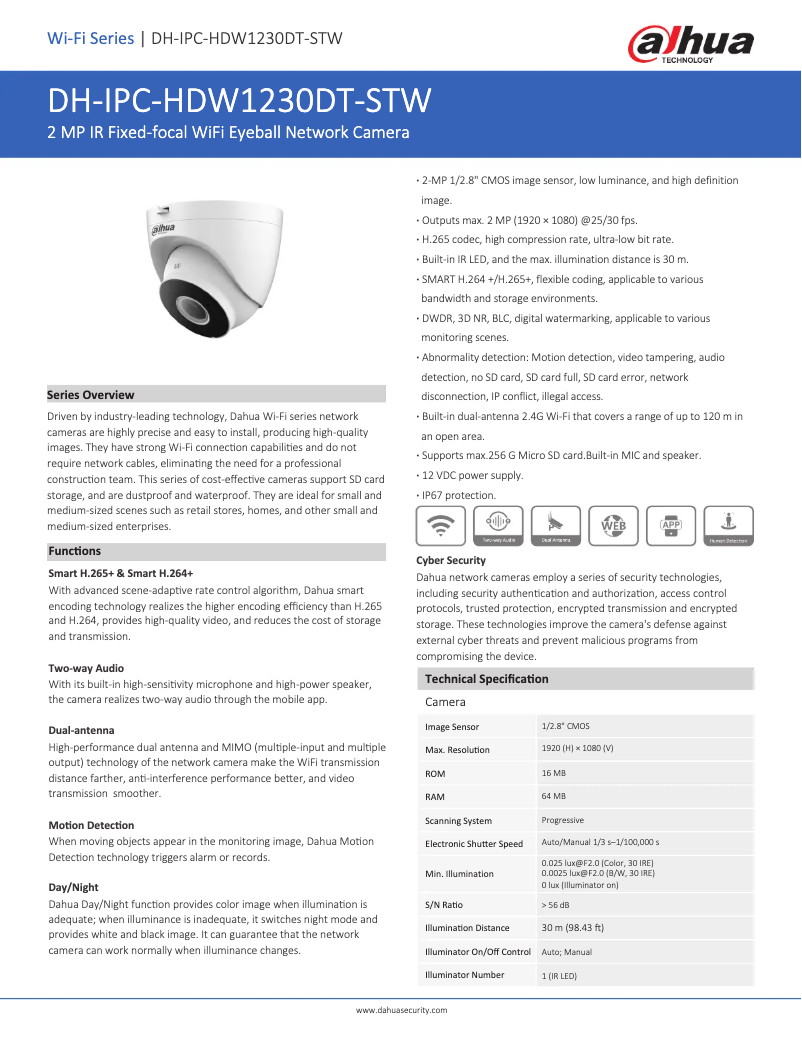 First page image of the manual for IPC-HDW1230DT-STW