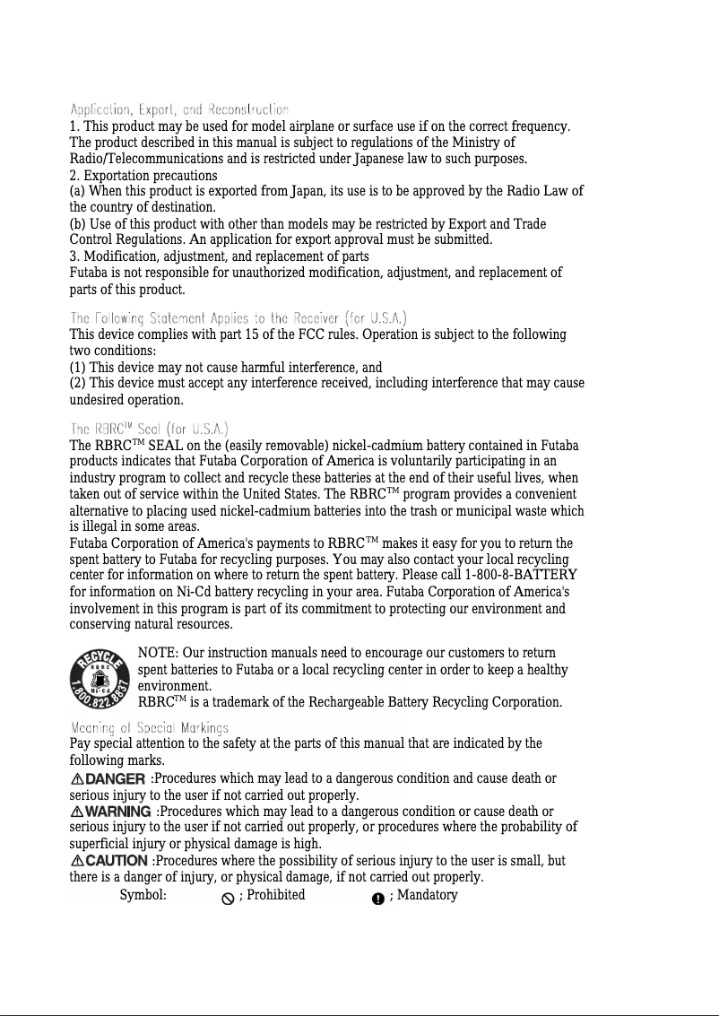 Page 1 of the manual User Manual Futaba 6XH