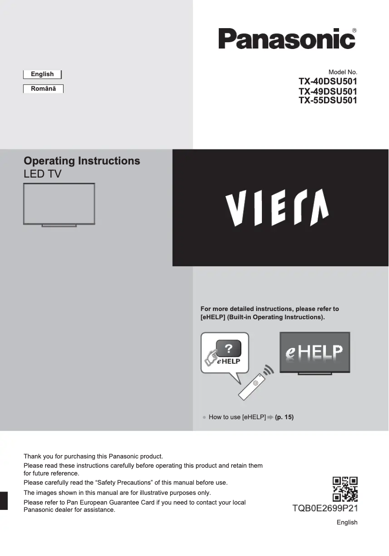 First page image of the manual for TX-40DSU501