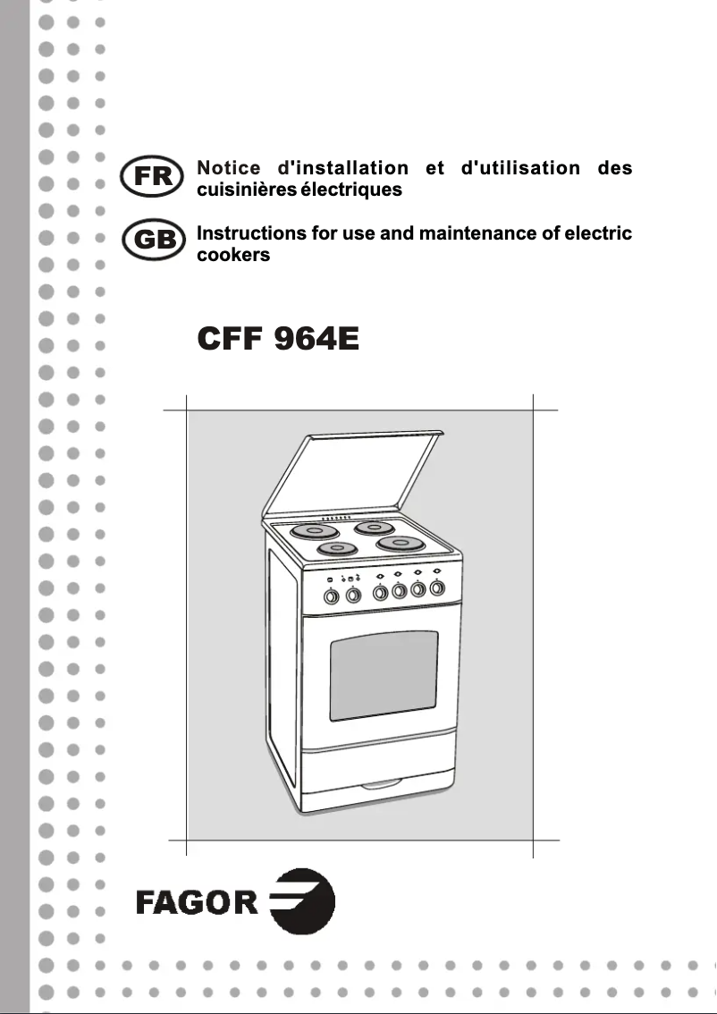 First page image of the manual for CFF 964E