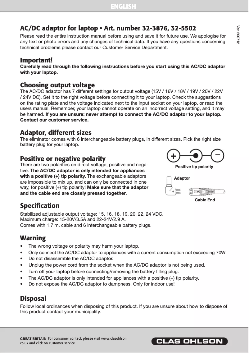 Page 1 of the manual User Manual Vanson 32-5502