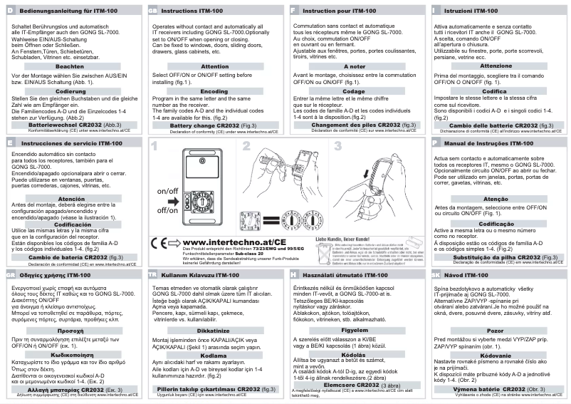 Image de la première page du manuel de l'appareil ITM-100