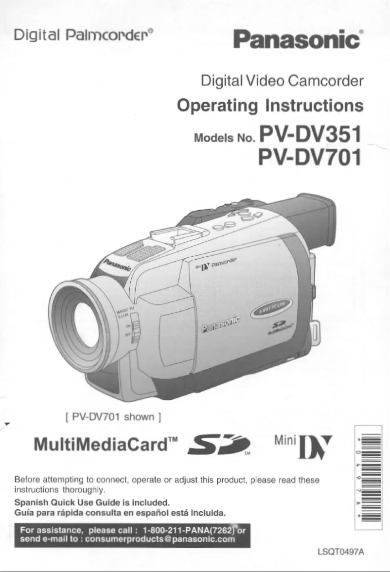 First page image of the manual for PV-DV351