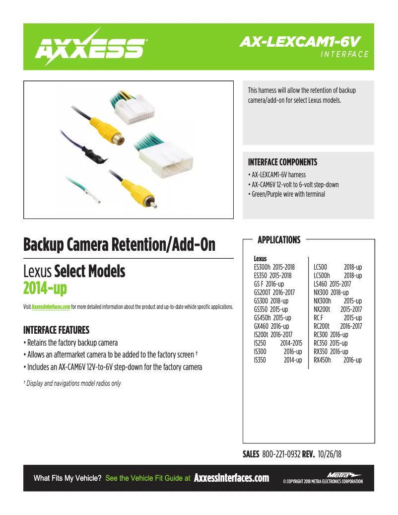Page 1 of the manual Technical Sheet AXESS AX-LEXCAM1-6V