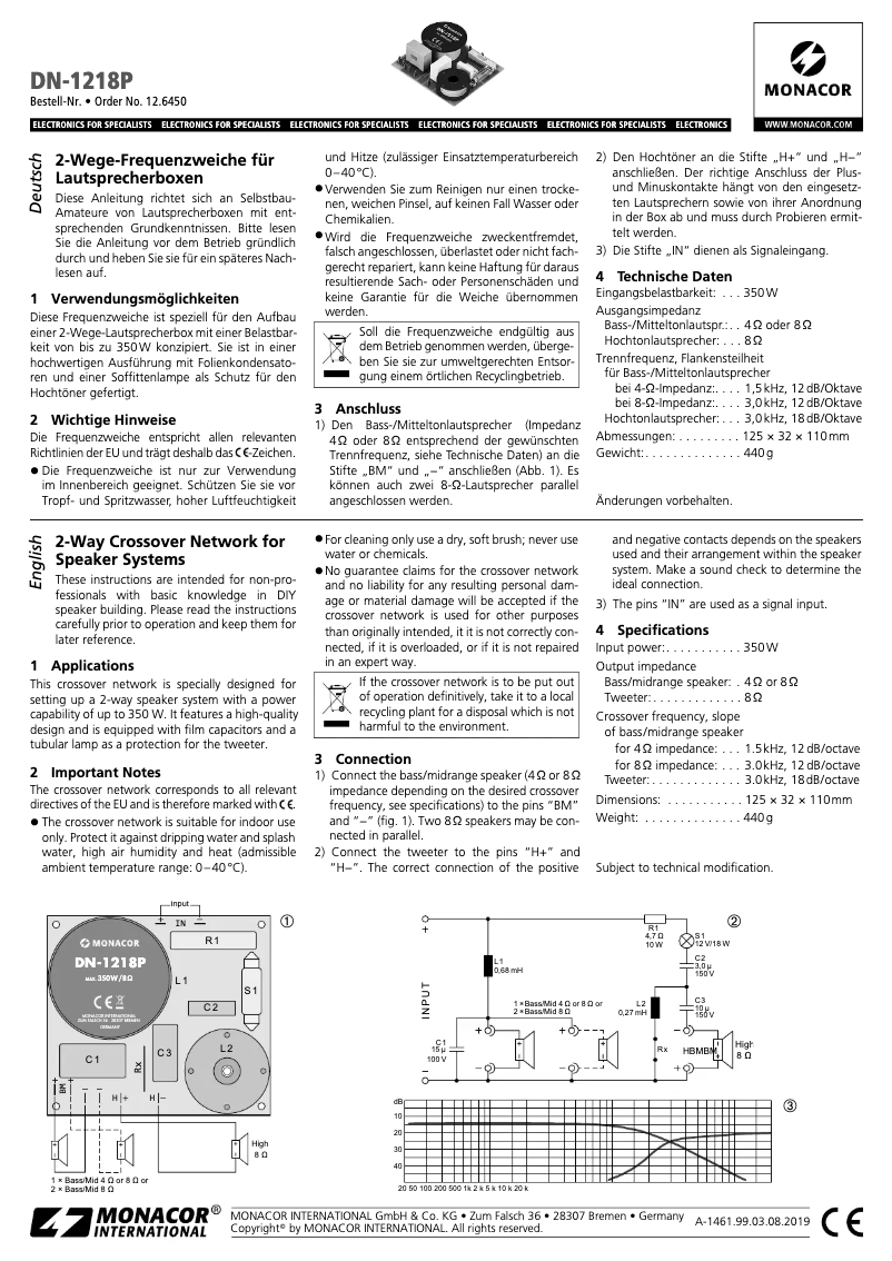 First page image of the manual for DN-1218P