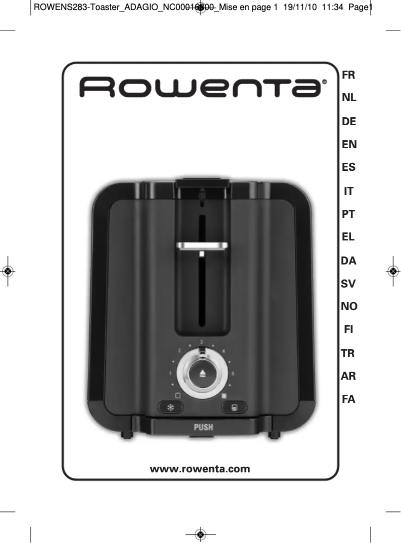 Page 1 de la notice Manuel utilisateur Rowenta Adagio TT580530