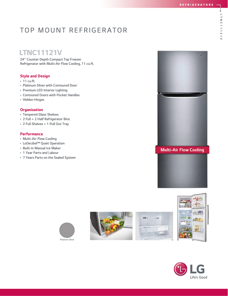Page 1 of the manual Technical Sheet LG LTNC11121V
