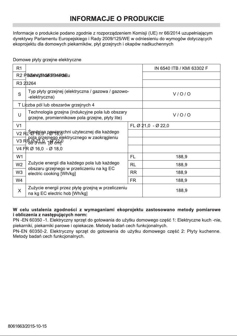 First page image of the manual for IN 6540 ITB