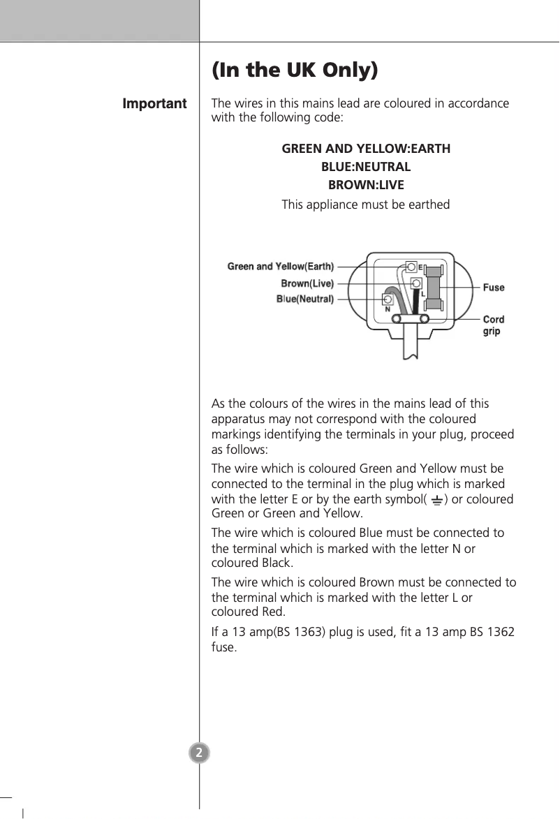 First page image of the manual for GB3133WBJK