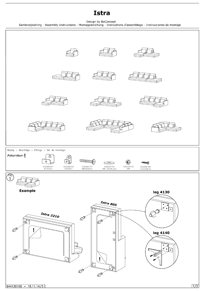 Page 1 of the manual User Manual BoConcept Istra
