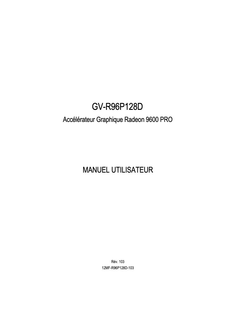 First page image of the manual for GV-R96P128D