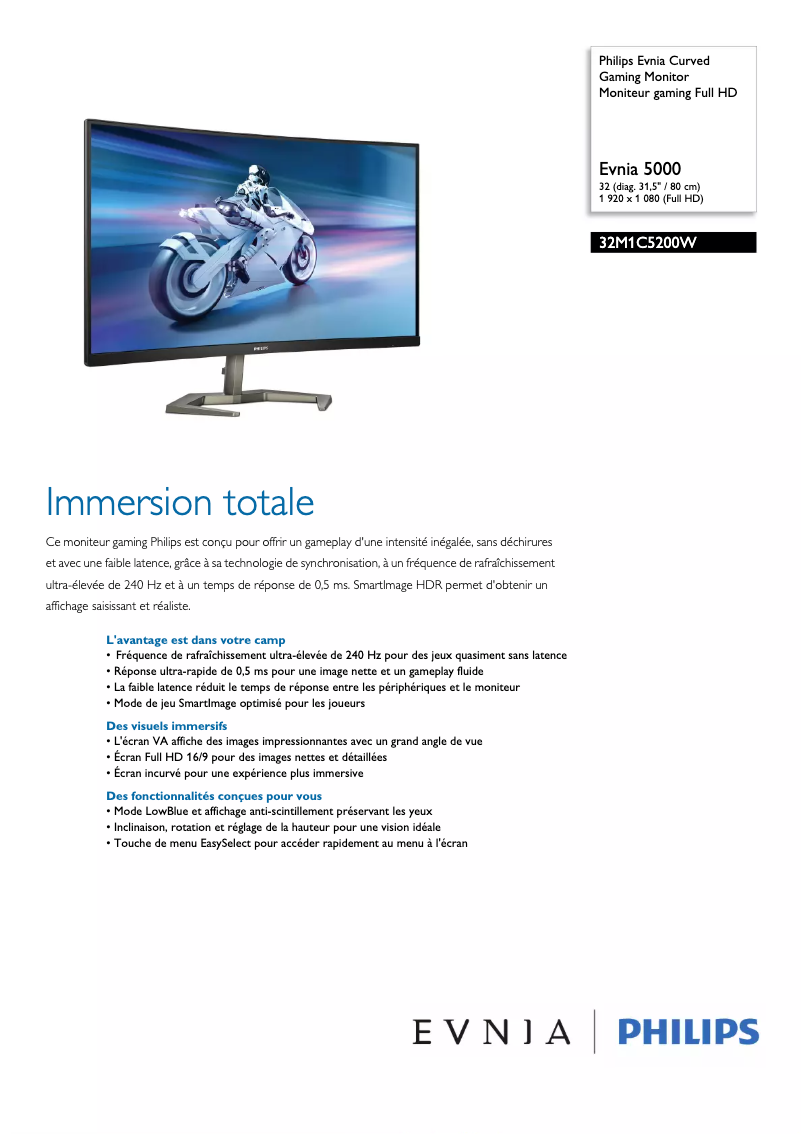 First page image of the manual for Evnia 32M1C5200W