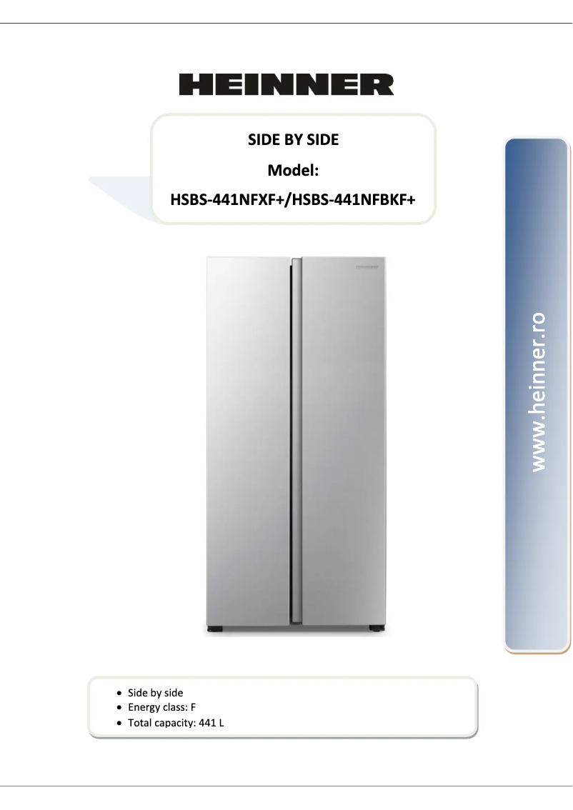 First page image of the manual for HSBS-441NFBKF+