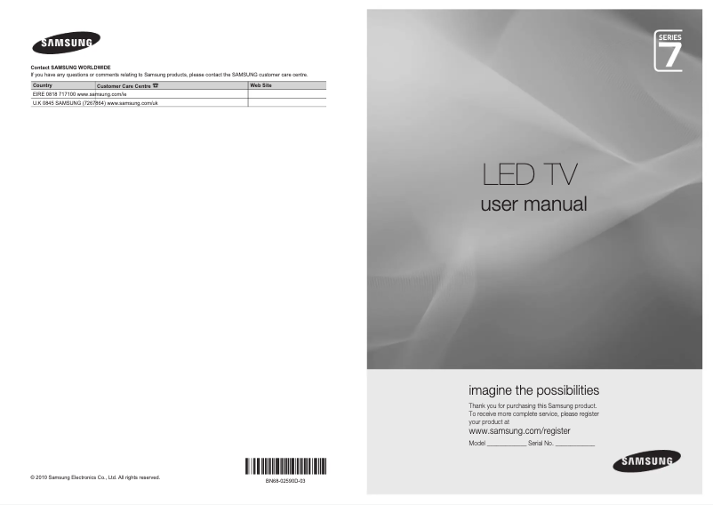 Page 1 of the manual User Manual Samsung UE40C7000