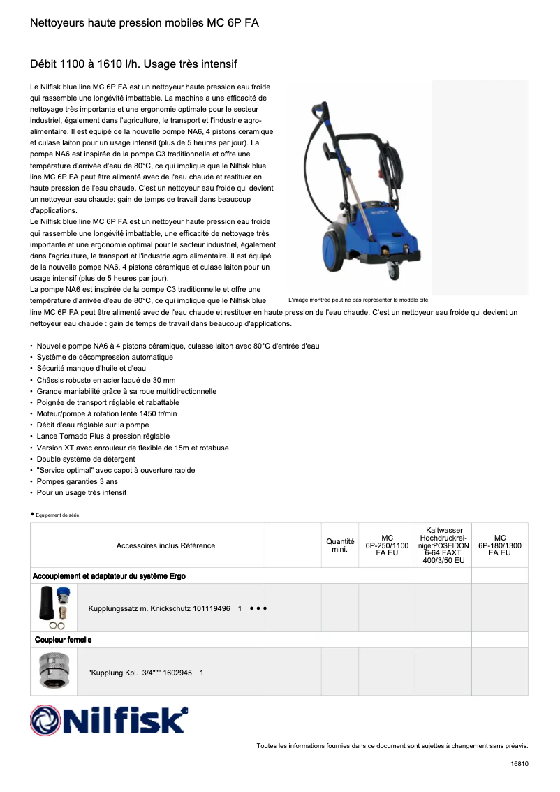 Page 1 of the manual Technical Sheet Nilfisk Poseidon 6