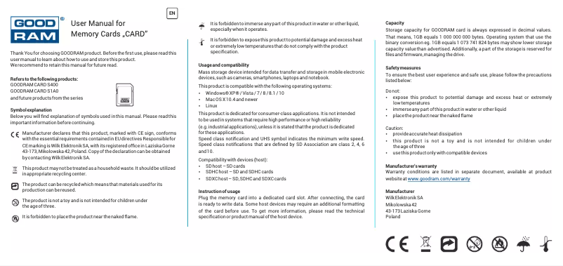 Page 1 de la notice Manuel utilisateur Goodram S1A0-0320R11