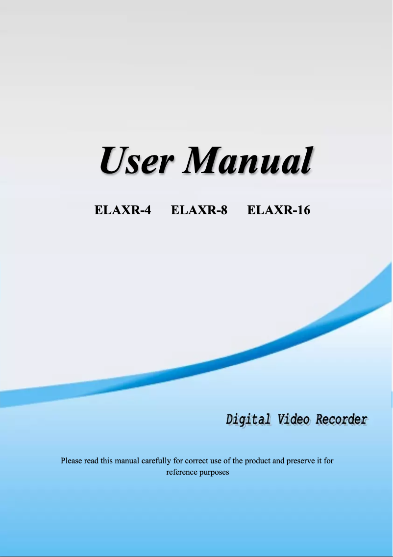 First page image of the manual for ELAXR-8