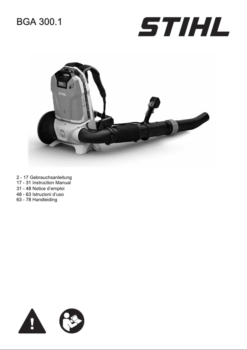 Page 1 of the manual User Manual Stihl BGA 300.0
