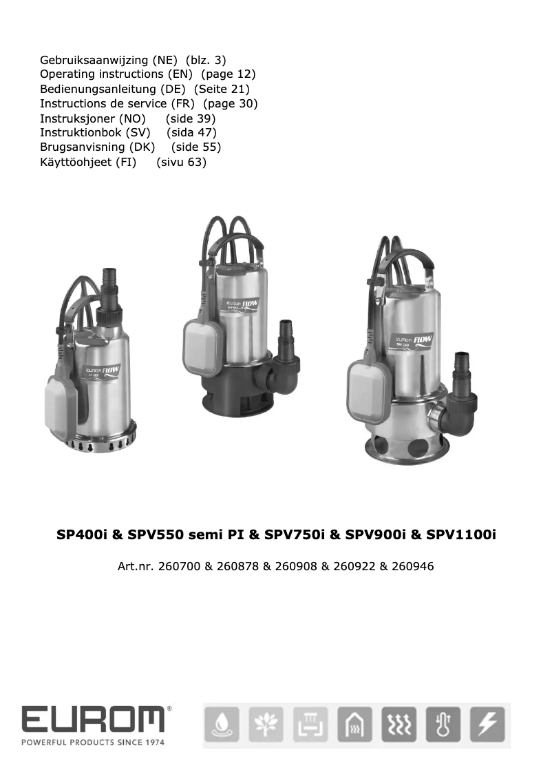 First page image of the manual for Flow SP400i