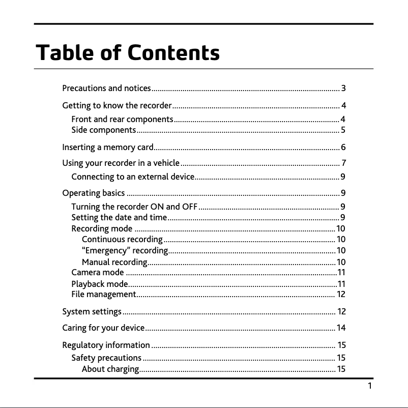 Page 1 of the manual User Manual Navman MiVue 358