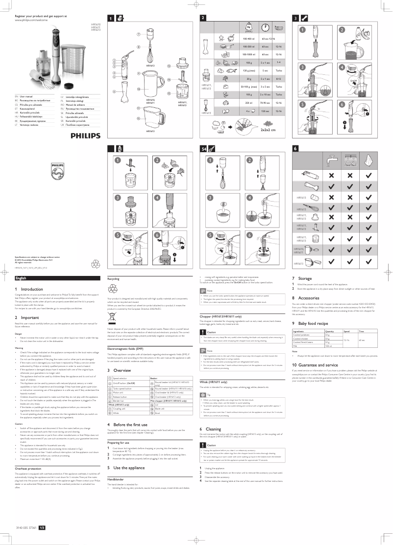 First page image of the manual for Viva Collection HR1610