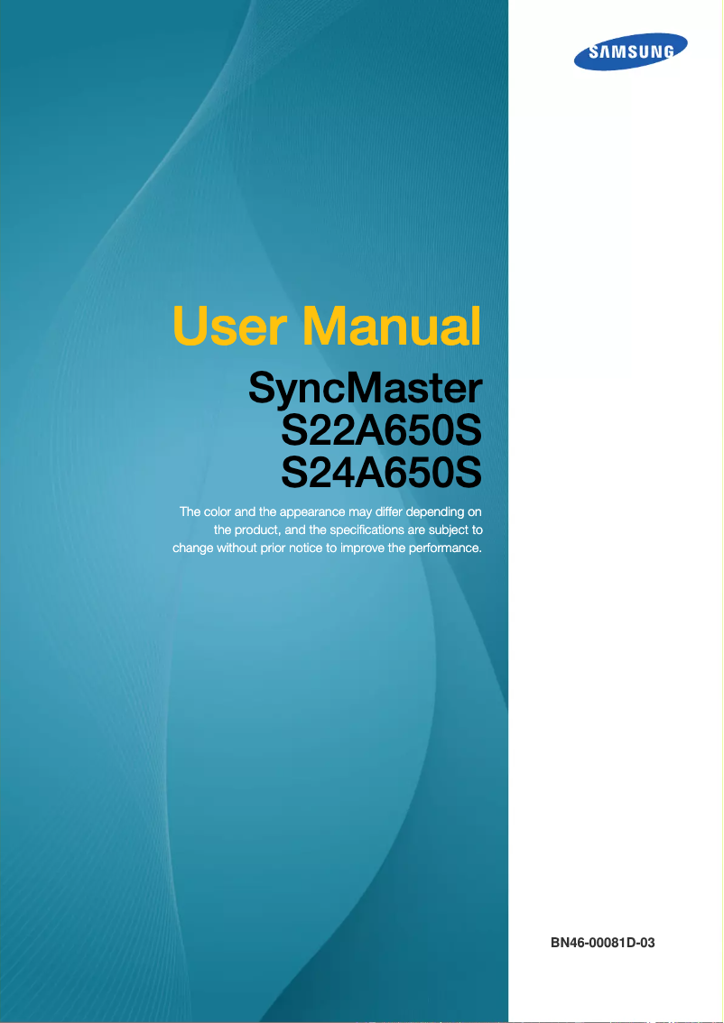 Page 1 of the manual User Manual Samsung SyncMaster S22A650S
