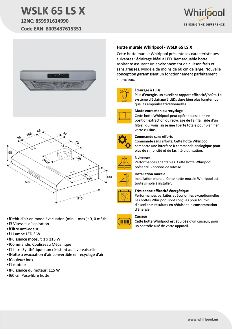 First page image of the manual for WSLK 65 LS X